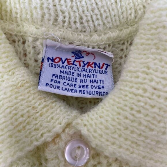 Vtg 60s/70s Baby Clothes Noveltyknit Yellow Knit Sweater Hat & Pants w/ Footies - Picture 5 of 9